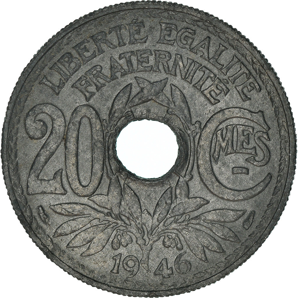 Moneda, Francia, Lindauer, 20 Centimes, 1946, Paris, BC+, Cinc, KM:907.1, Le