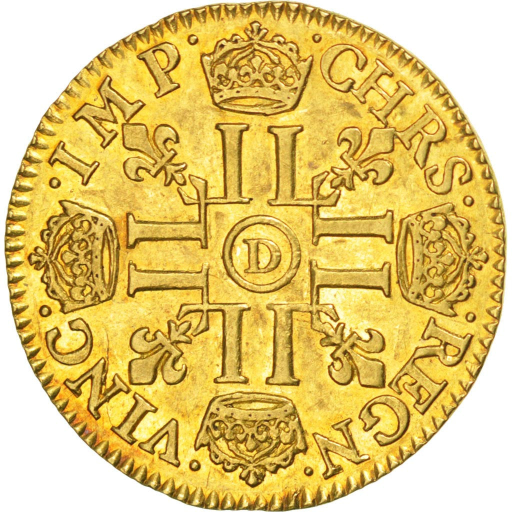 FRANCE, Louis d'or à la mèche courte, Louis D'or, 1644, Lyon, KM #149.2, AU(50-5