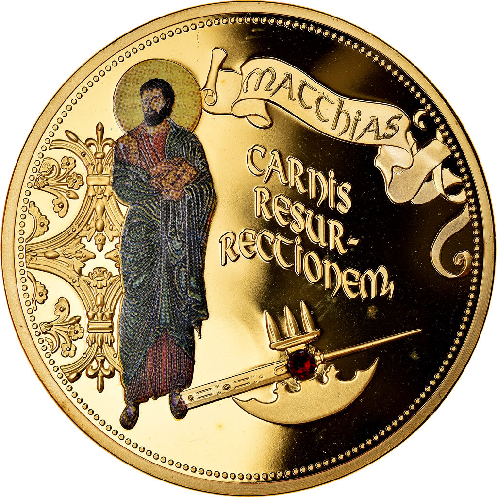 France, Medal, Les 12 Apôtres - Matthias, MS(65-70), Copper Gilt