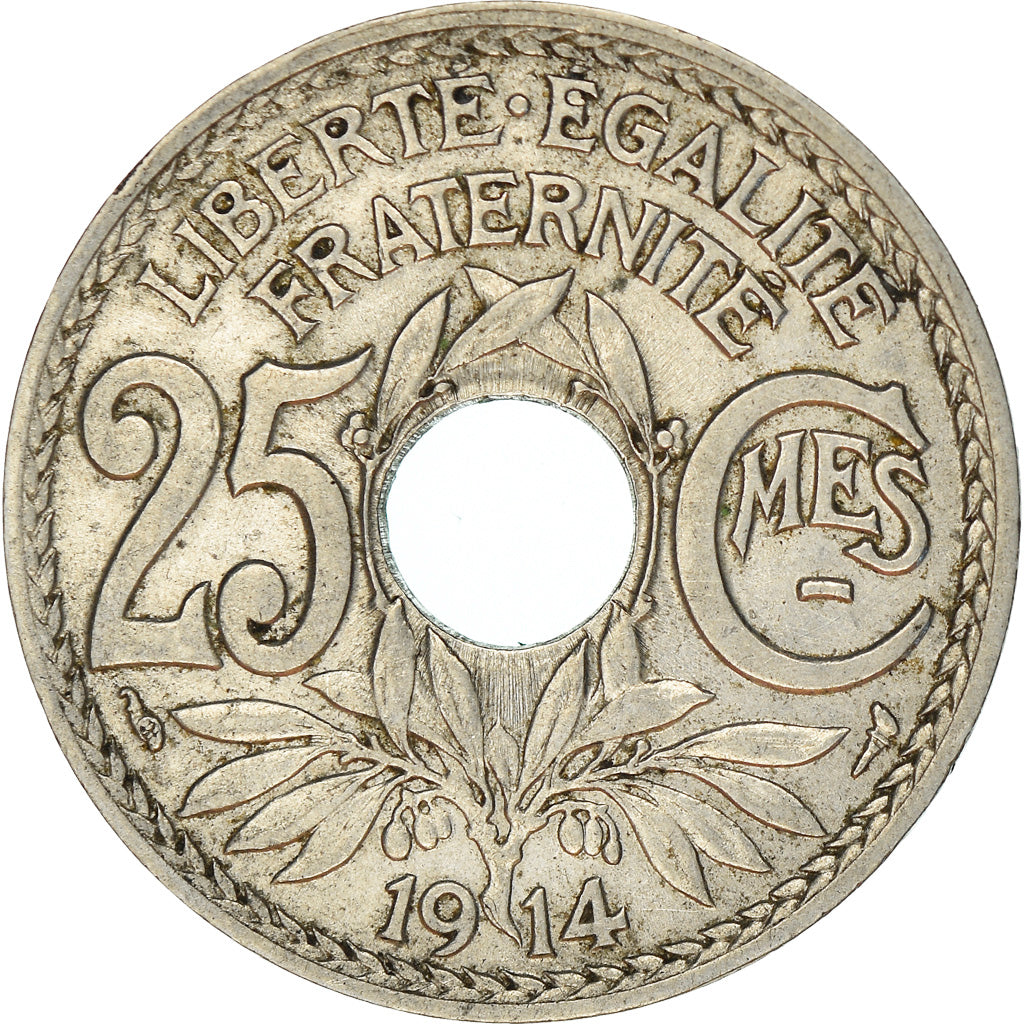 Moeda, França, Lindauer, 25 Centimes, 1914, EF(40-45), Níquel, KM:867