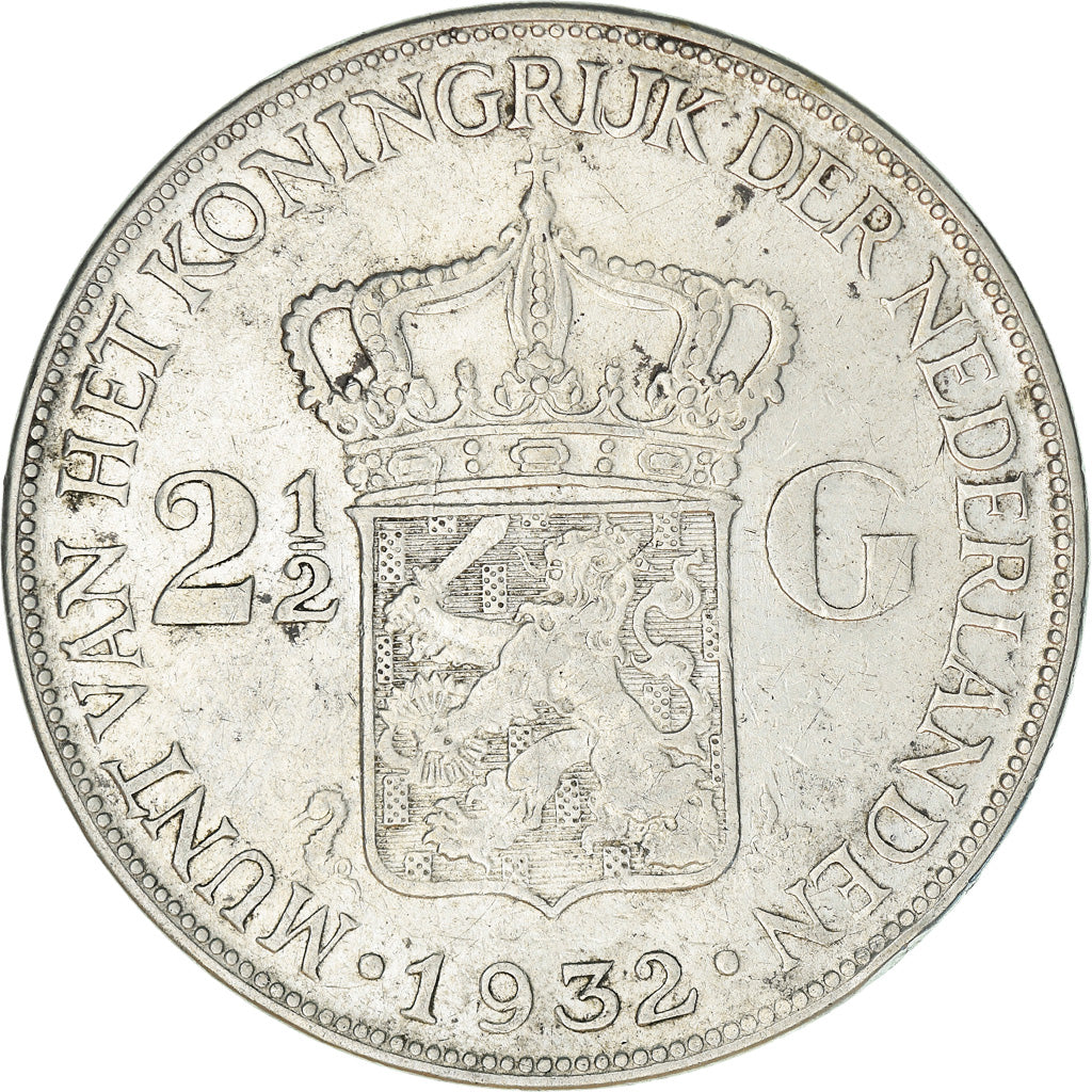 Moneta, Paesi Bassi, Wilhelmina I, 2-1/2 Gulden, 1932, BB, Argento, KM:165