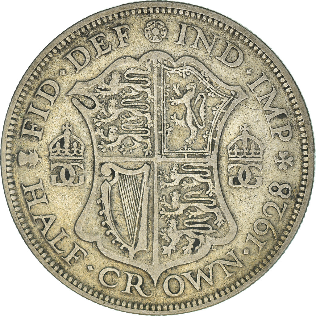 Moneta, Gran Bretagna, George V, 1/2 Crown, 1928, MB+, Argento, KM:835