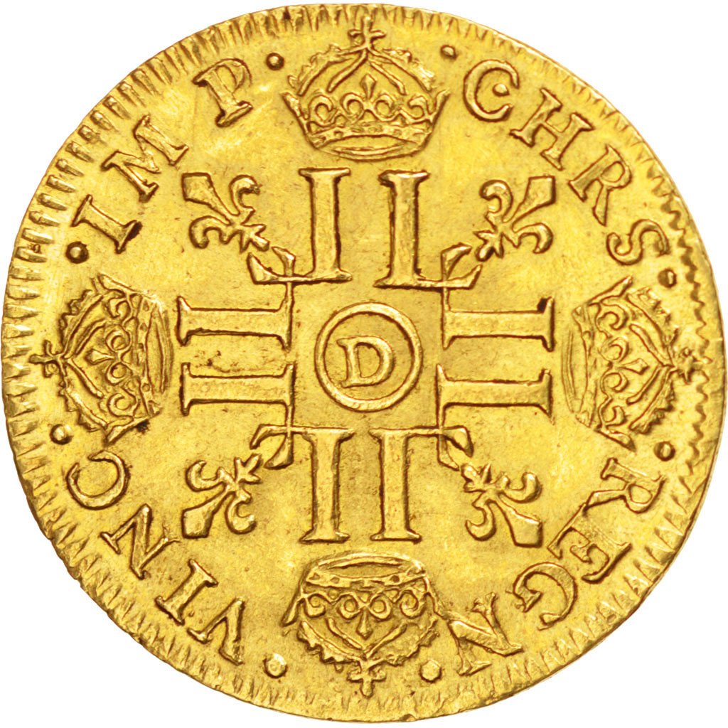 FRANCE, Louis d'or à la mèche longue, Louis D'or, 1653, Lyon, KM #157.5, AU(55-5