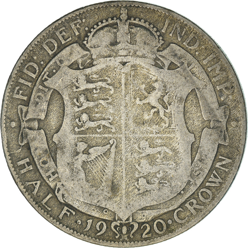 Coin, Great Britain, George V, 1/2 Crown, 1920, VF(20-25), Silver, KM:818.1a