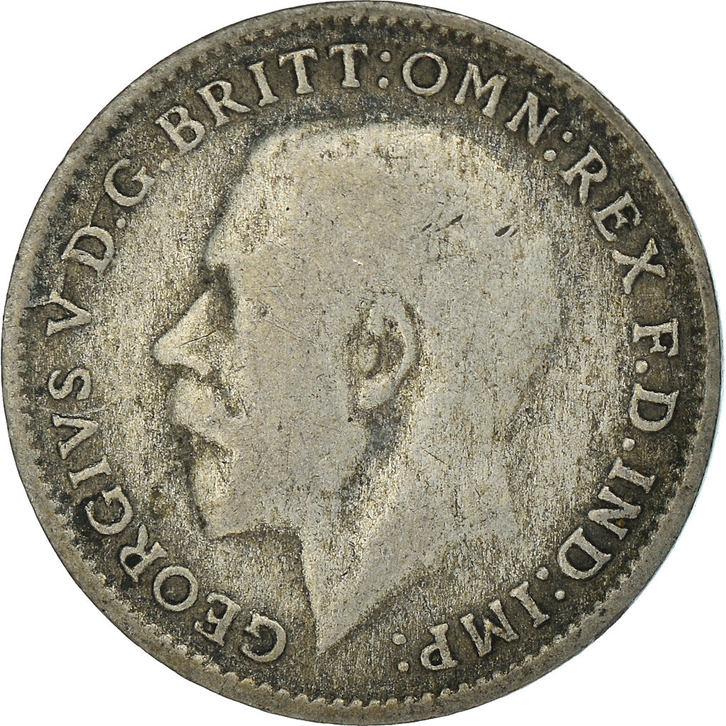 Moneda, Gran Bretaña, George V, 3 Pence, 1921, BC+, Plata, KM:813a