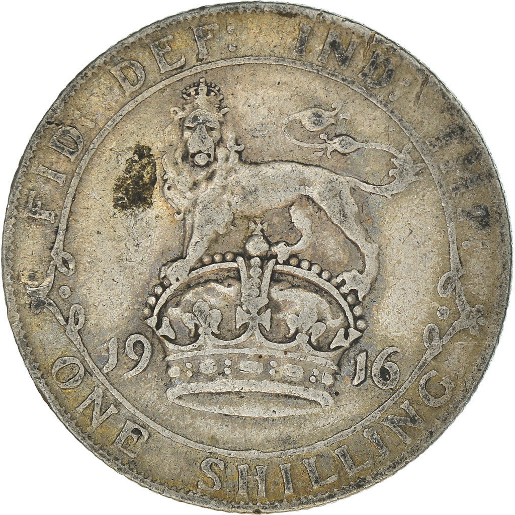 Coin, Great Britain, George V, Shilling, 1916, VF(30-35), Silver, KM:816