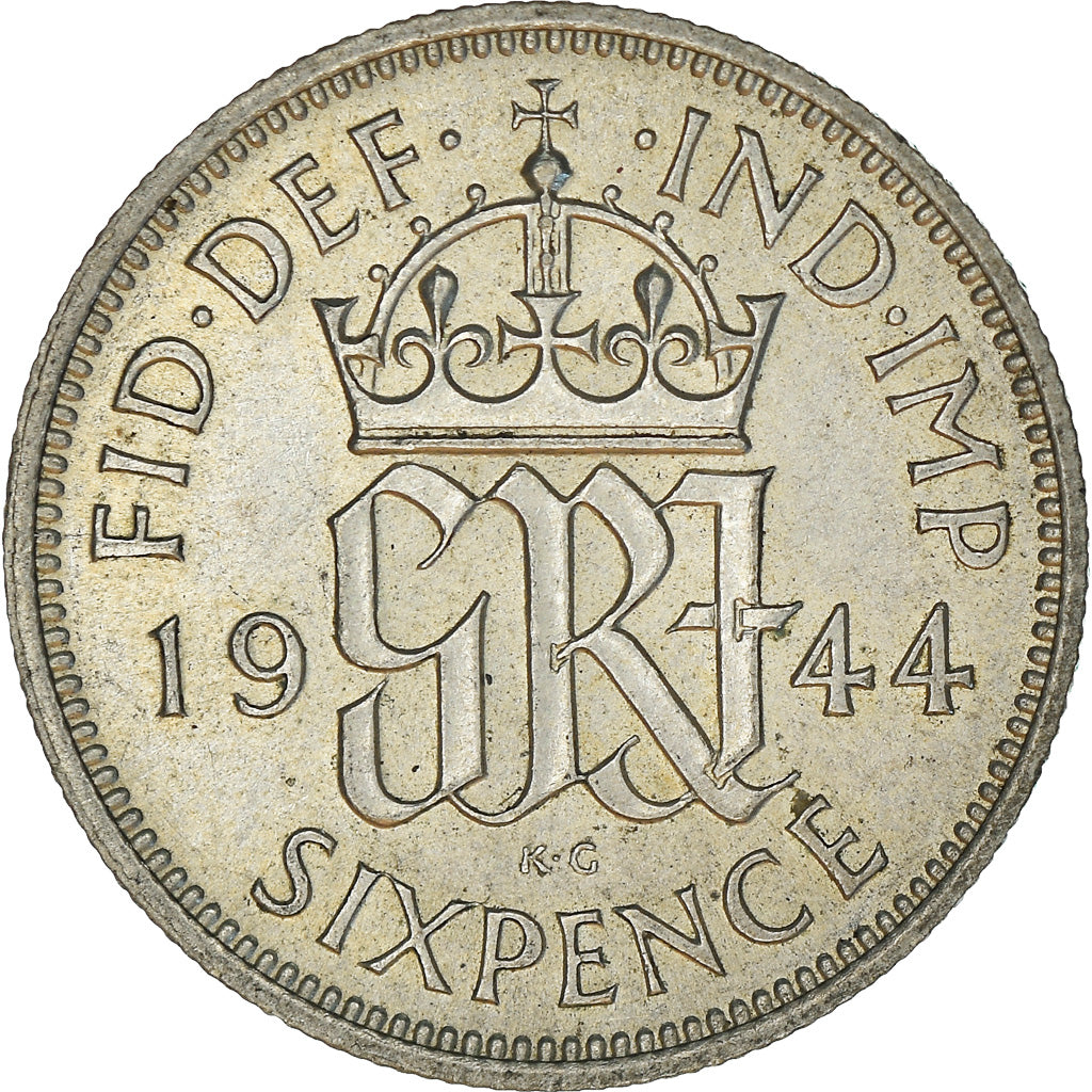 Coin, Great Britain, George VI, 6 Pence, 1944, MS(60-62), Silver, KM:852