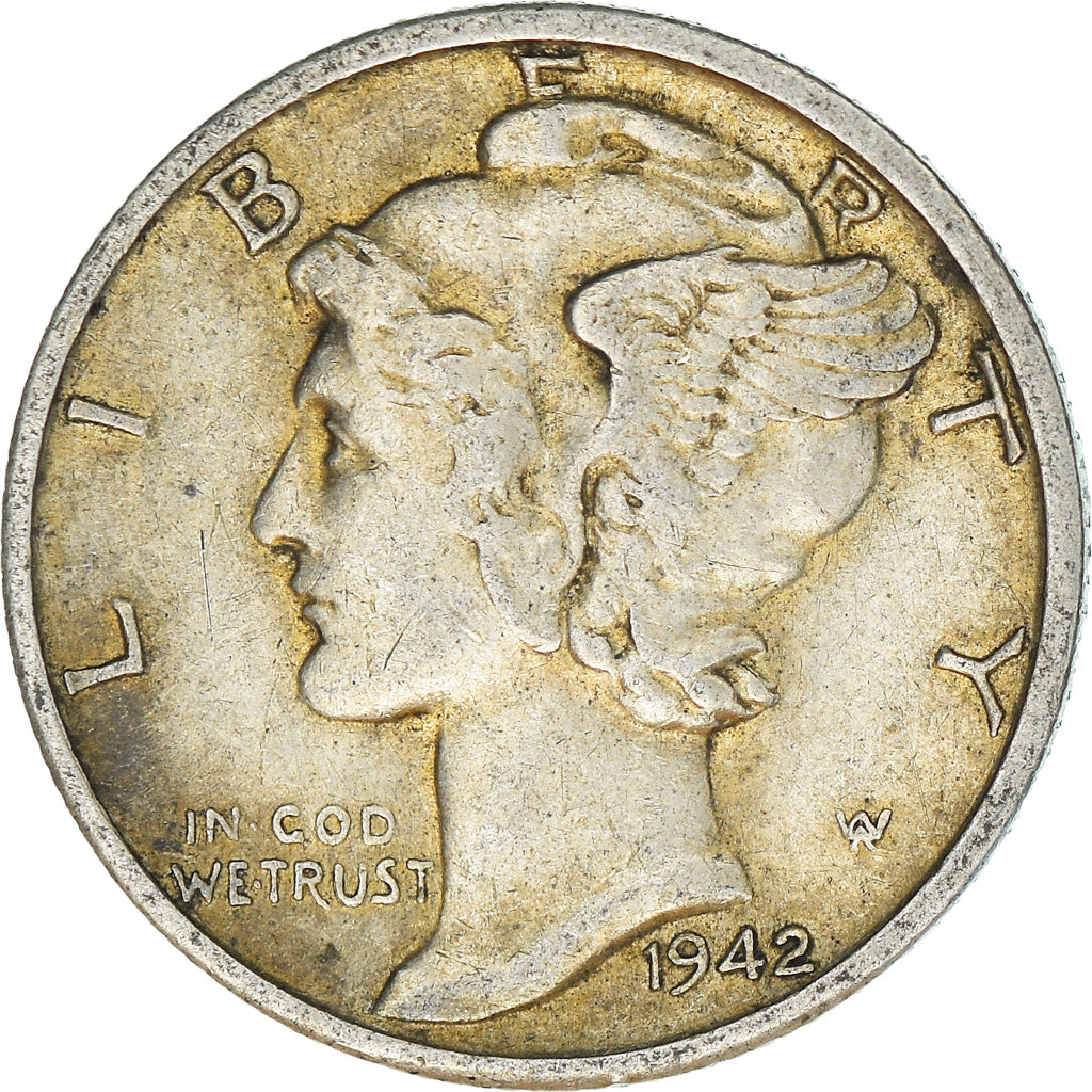 Moneta, Stati Uniti, Mercury Dime, Dime, 1942, U.S. Mint, Philadelphia, MB+