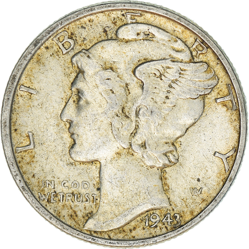 Moneta, Stati Uniti, Mercury Dime, Dime, 1943, U.S. Mint, Philadelphia, BB