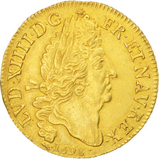 FRANCE, Double louis d'or aux 4 L, 2 Louis D'or, 1698, Lyon, KM #303.6,...