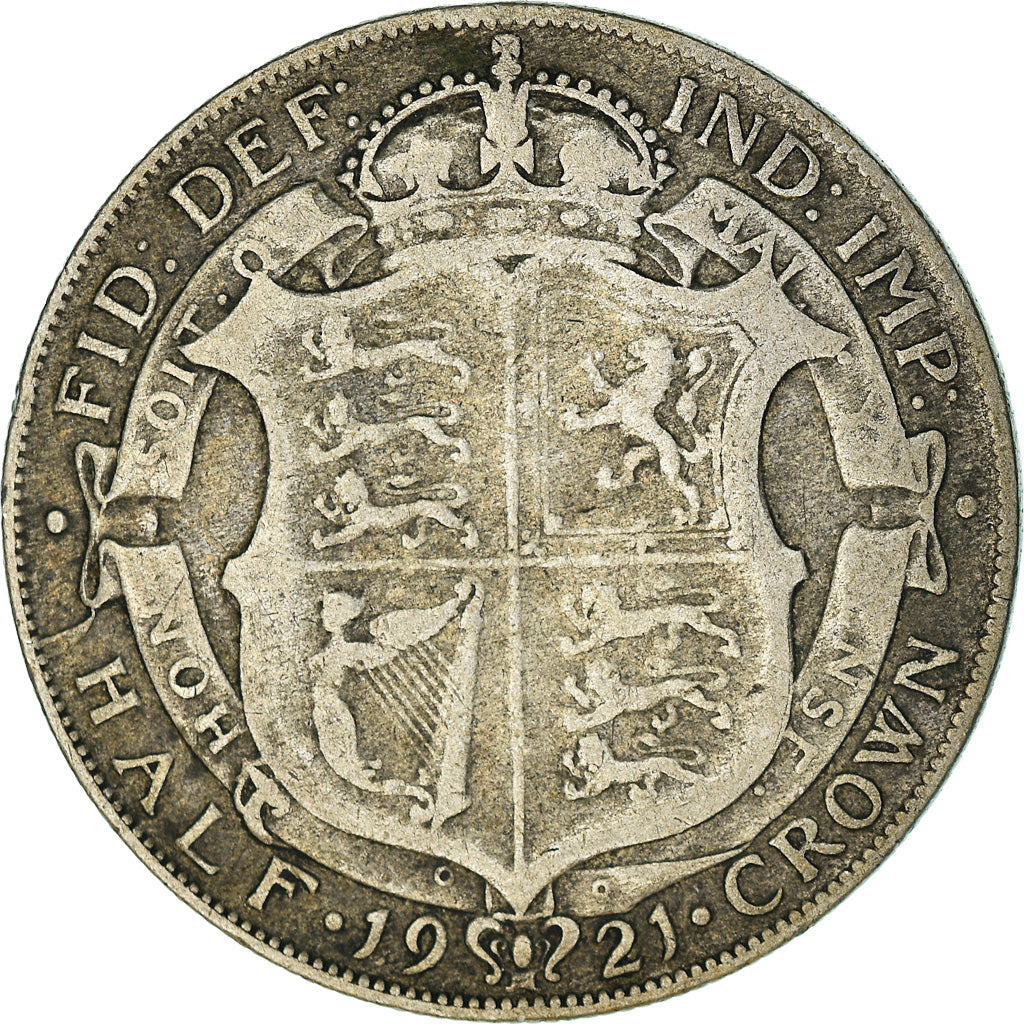 Coin, Great Britain, George V, 1/2 Crown, 1921, VF(20-25), Silver, KM:818.1a