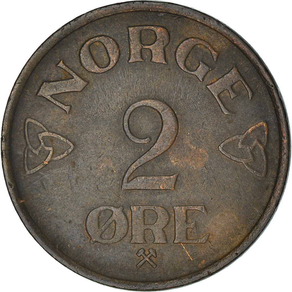 Coin, Norway, Haakon VII, 2 Öre, 1957, VF(30-35), Bronze, KM:399
