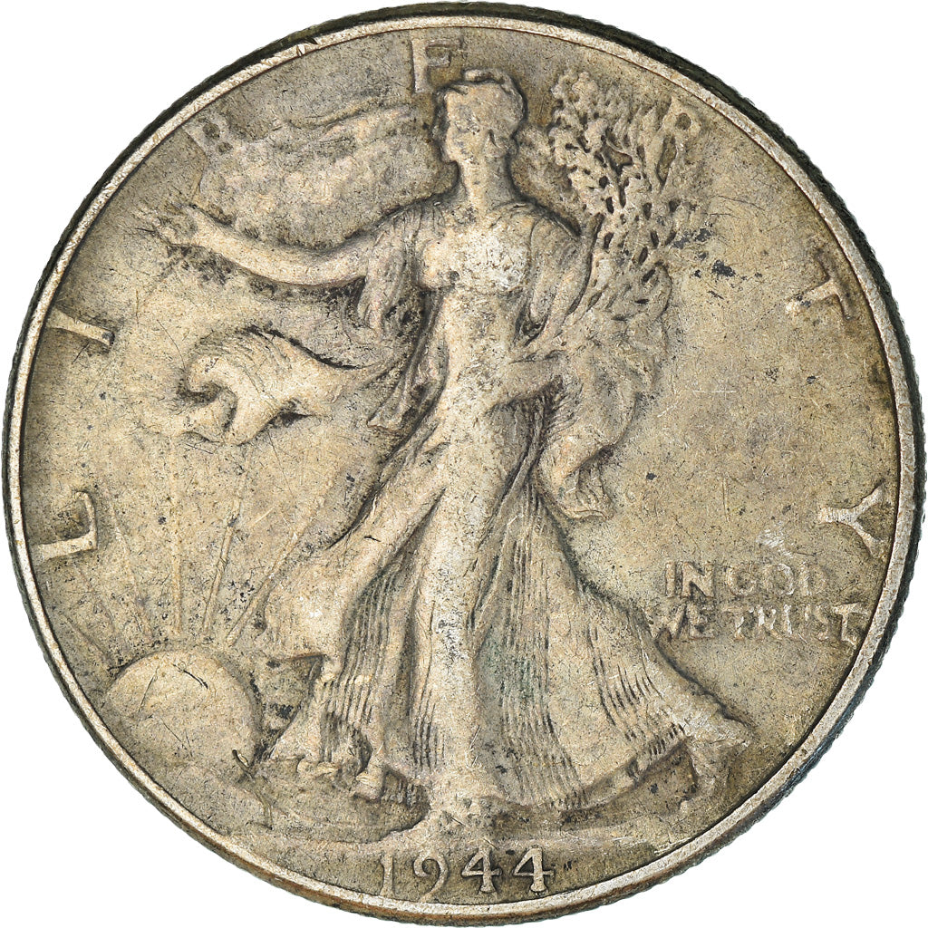 Coin, United States, Walking Liberty Half Dollar, Half Dollar, 1944, U.S. Mint
