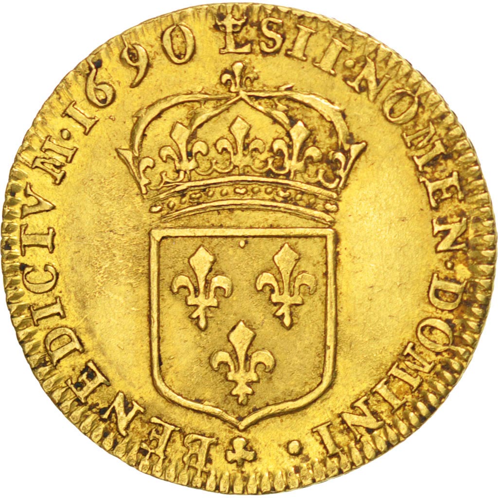 Monnaie, France, Louis XIV, Louis d'or à l'écu, Louis d'Or, 1690, Lille, TTB+