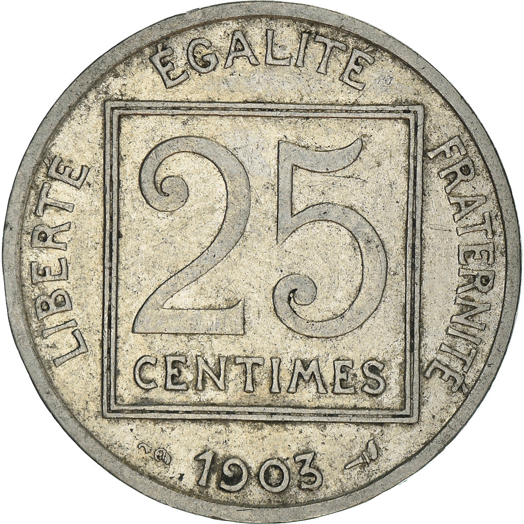 Coin, France, Patey, 25 Centimes, 1903, Paris, EF(40-45), Nickel, KM:855
