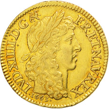 FRANCE, Louis d'or au buste juvénile, tête laurée, Louis D'or, 1663, Paris, KM #