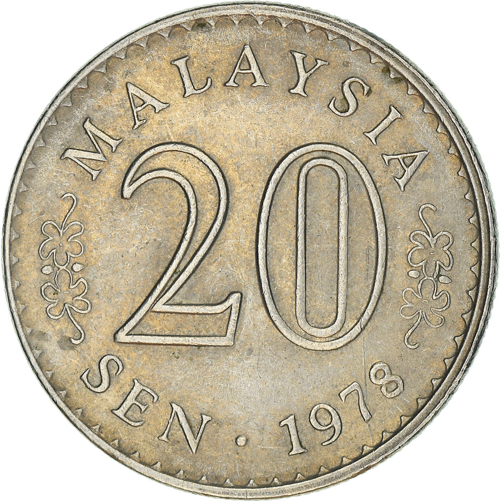 Coin, Malaysia, 20 Sen, 1978, Franklin Mint, VF(30-35), Copper-nickel, KM:4