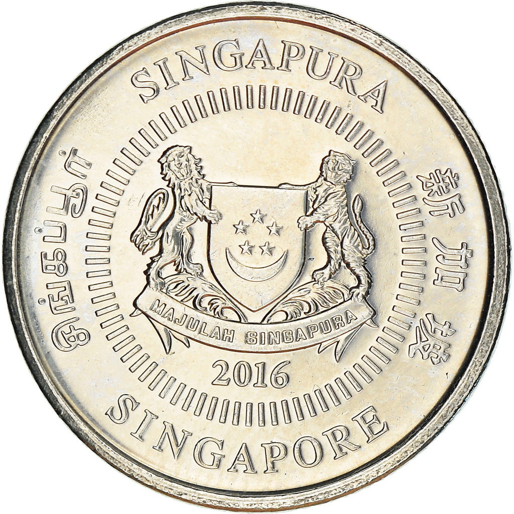 Coin, Singapore, 10 Cents, 2016, MS(63), Copper-nickel