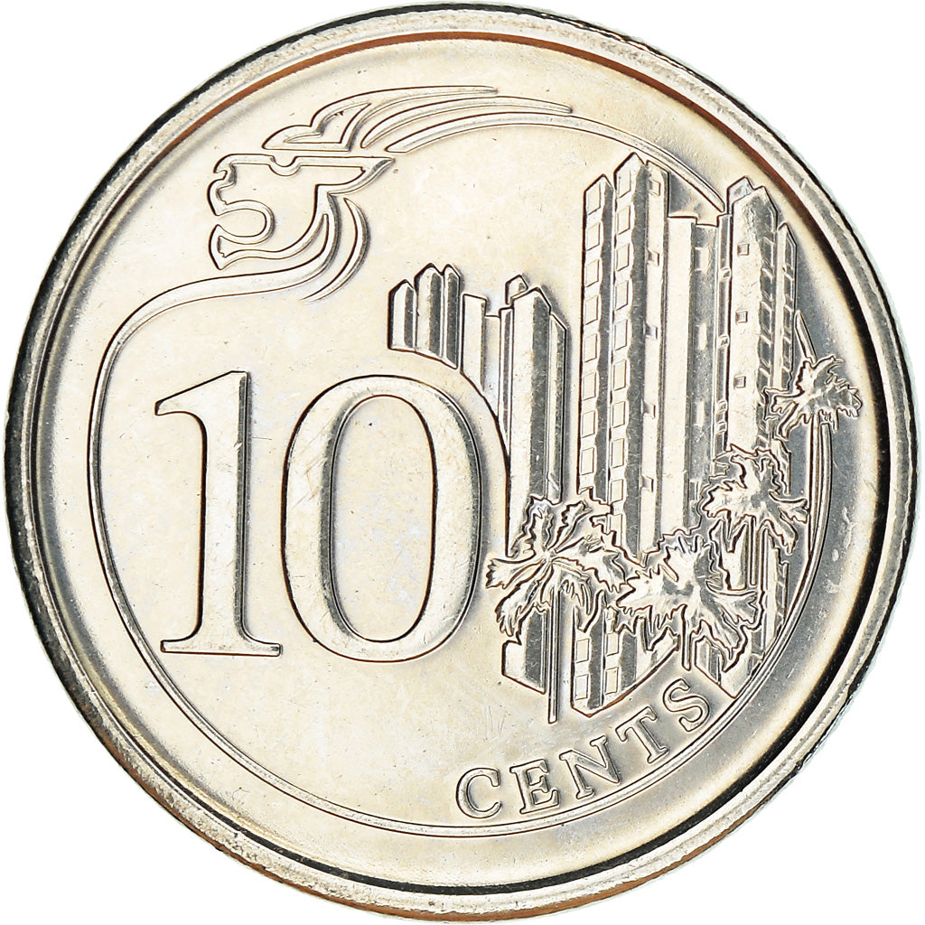 Coin, Singapore, 10 Cents, 2016, MS(63), Copper-nickel
