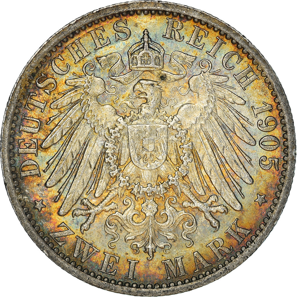 Coin, German States, PRUSSIA, Wilhelm II, 2 Mark, 1905, Berlin, MS(60-62)
