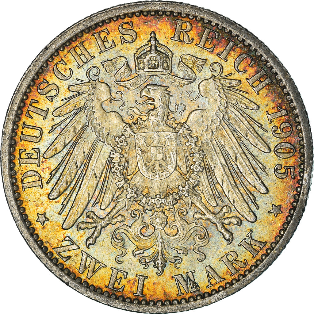 Coin, German States, PRUSSIA, Wilhelm II, 2 Mark, 1905, Berlin, MS(60-62)