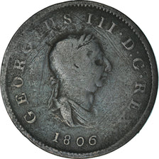 Coin, Great Britain, George III, 1/2 Penny, 1806, VF(20-25), Copper, KM:662