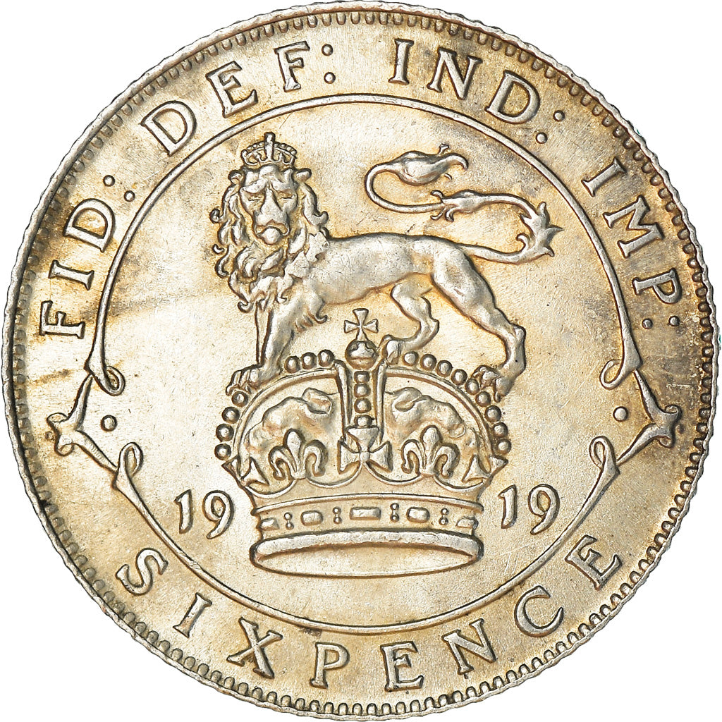 Moneta, Gran Bretagna, George V, 6 Pence, 1919, SPL, Argento, KM:815