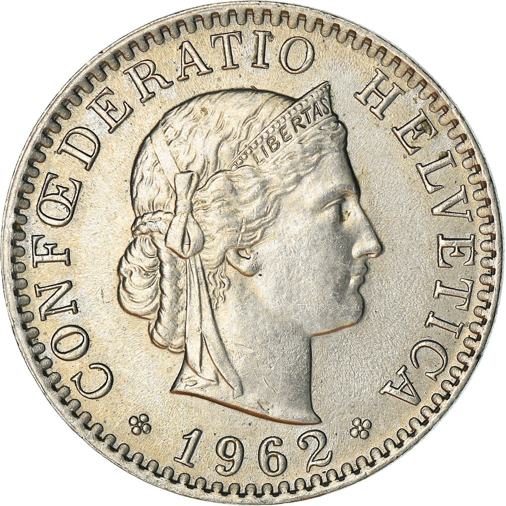 Coin, Switzerland, 20 Rappen, 1962, Bern, AU(55-58), Copper-nickel, KM:29a