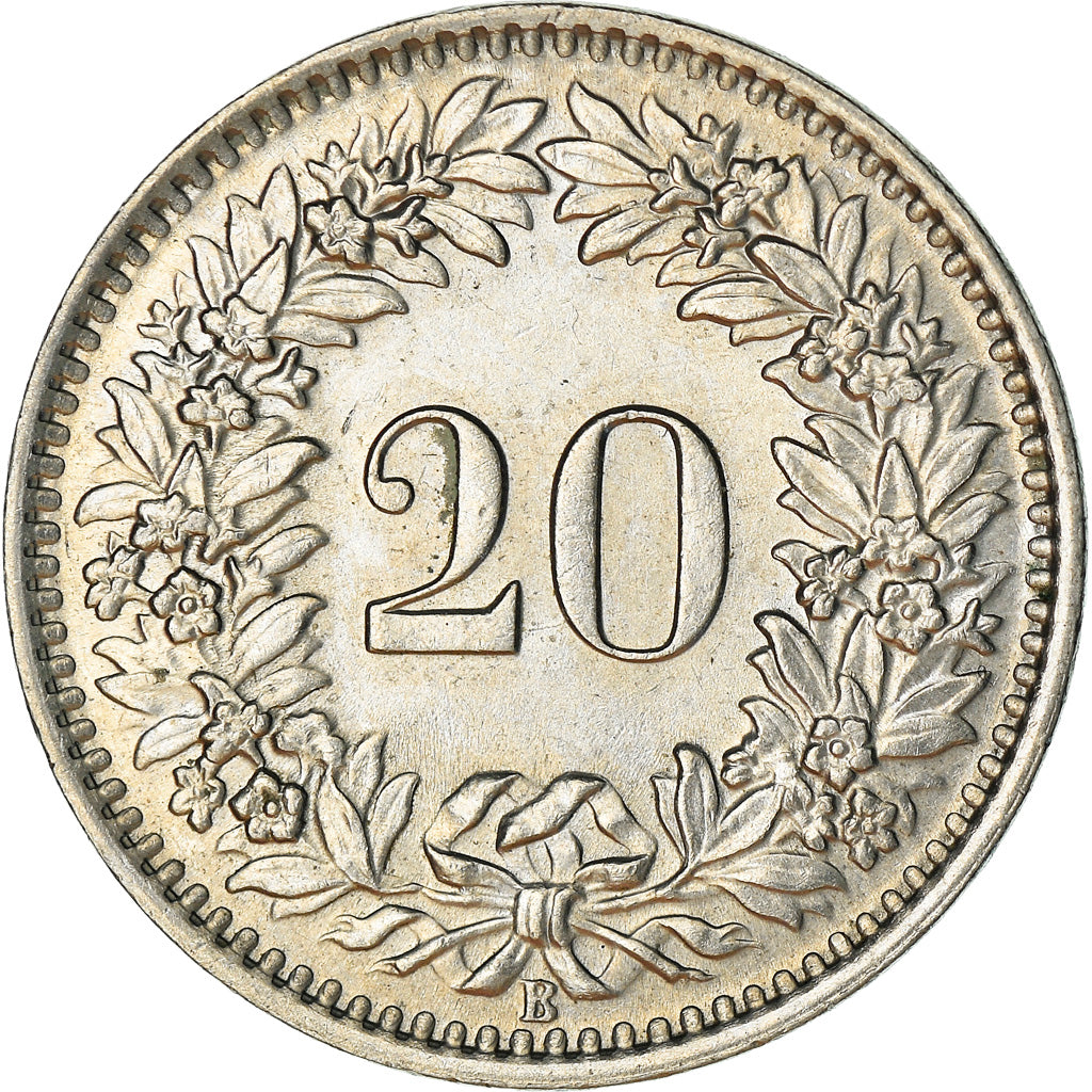 Coin, Switzerland, 20 Rappen, 1962, Bern, AU(55-58), Copper-nickel, KM:29a
