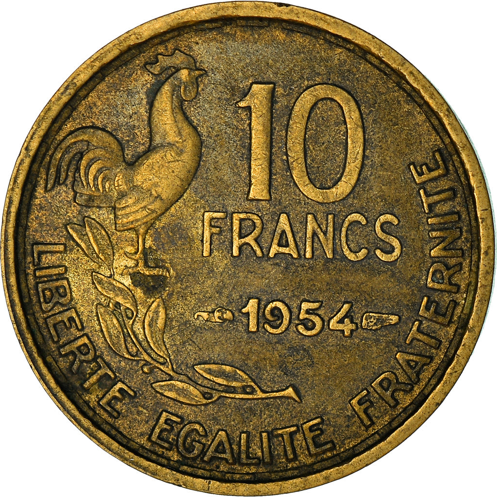 Coin, France, Guiraud, 10 Francs, 1954, Paris, VF(30-35), Aluminum-Bronze