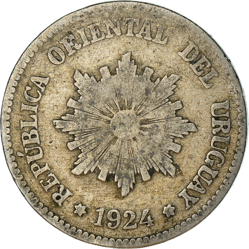Coin, Uruguay, 2 Centesimos, 1924, Uruguay Mint, Poissy, France, VF(30-35)