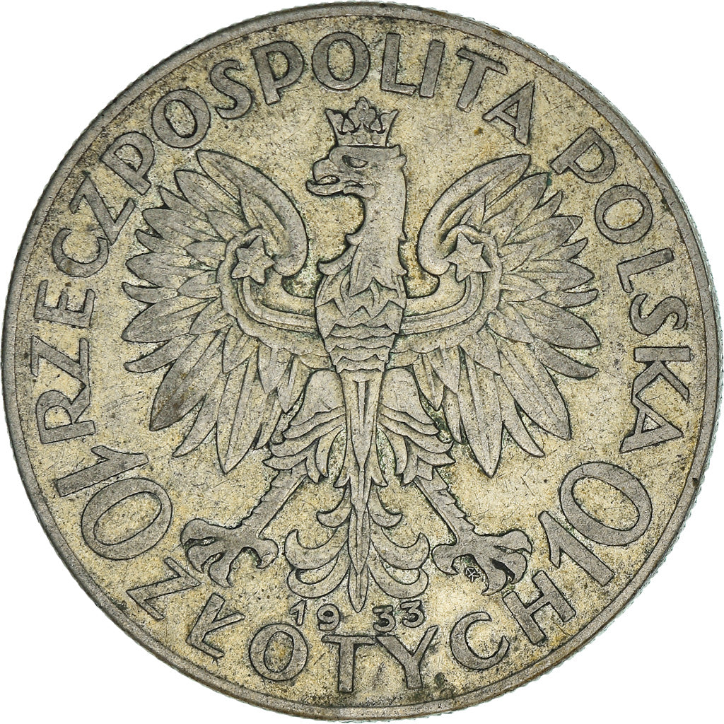 Münze, Polen, 10 Zlotych, 1933, Warsaw, S+, Silber, KM:22
