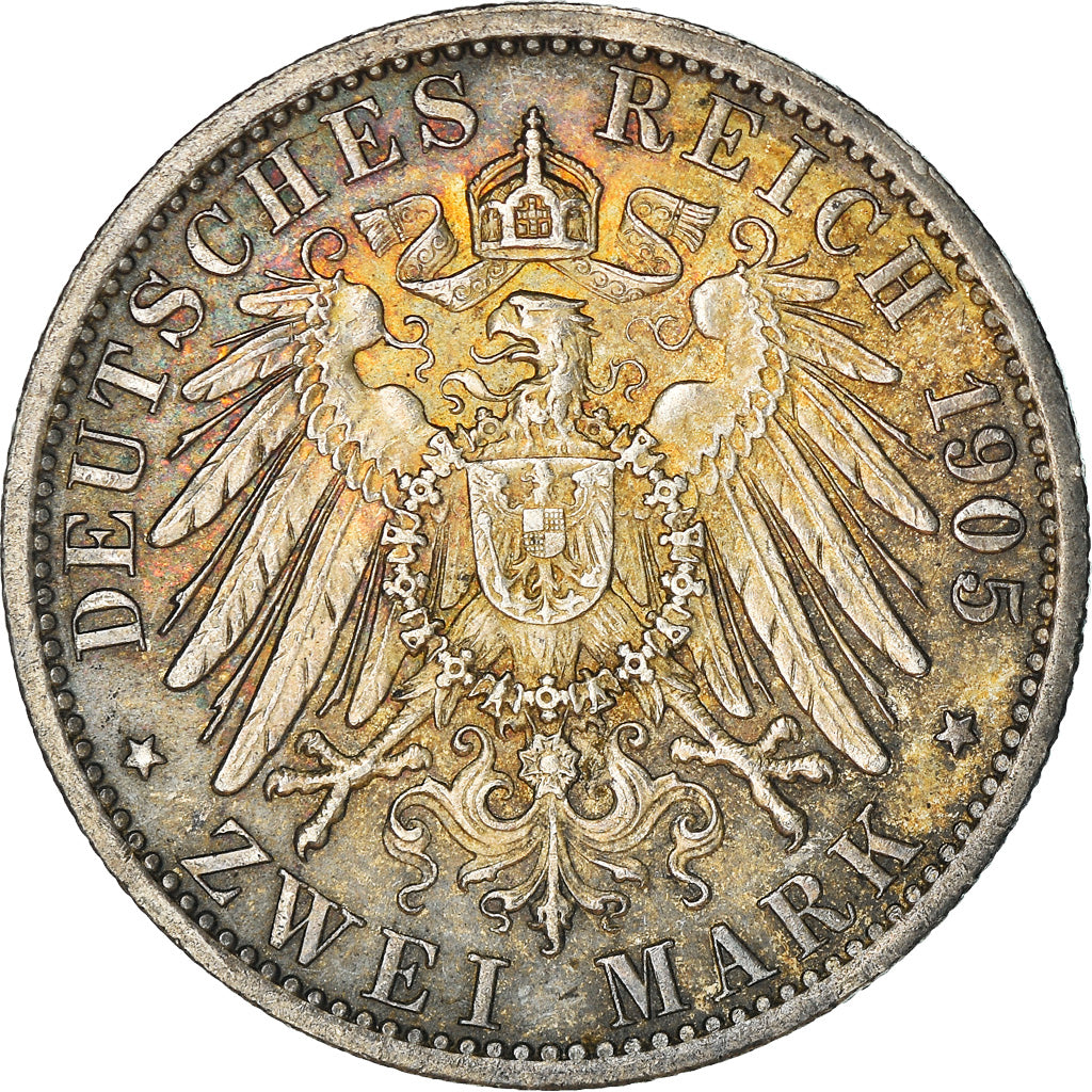Coin, German States, PRUSSIA, Wilhelm II, 2 Mark, 1905, Berlin, AU(55-58)