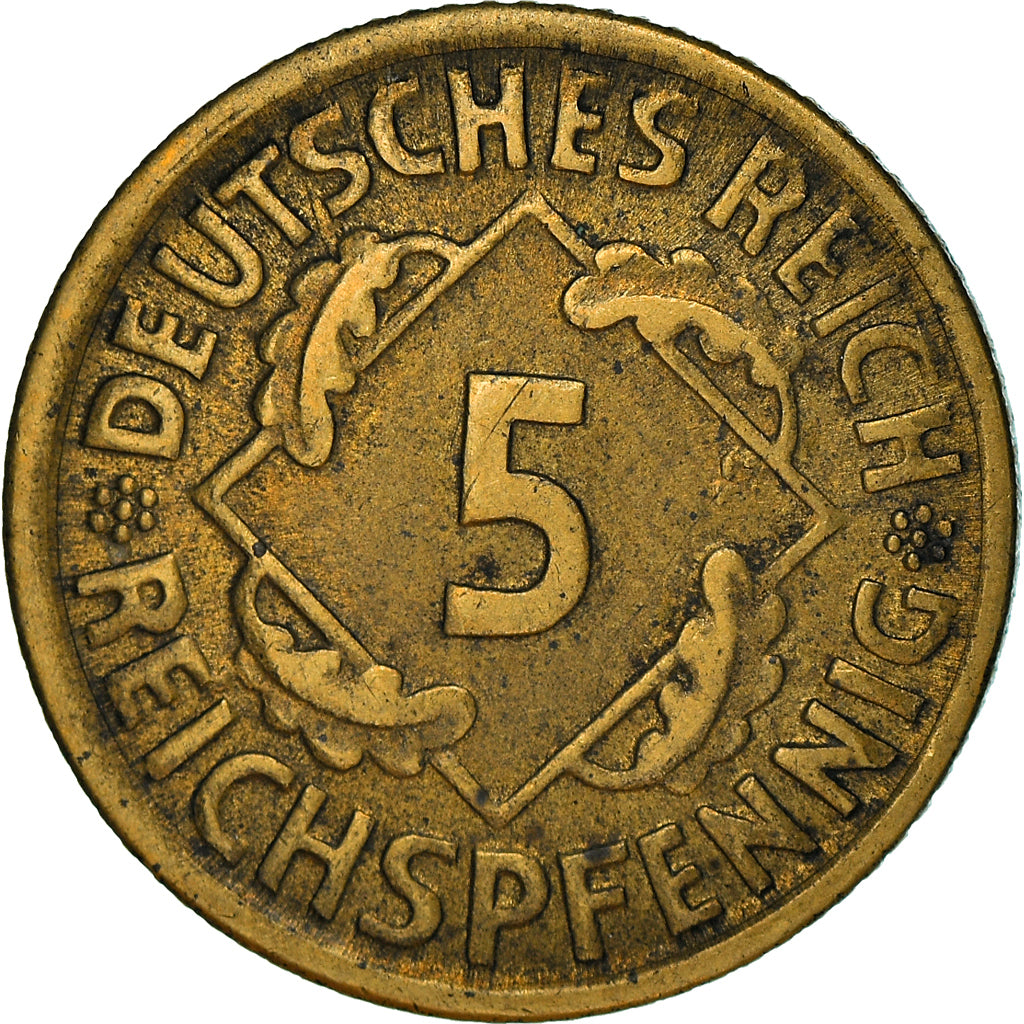 Münze, Deutschland, Weimarer Republik, 5 Rentenpfennig, 1924, Munich, SS+