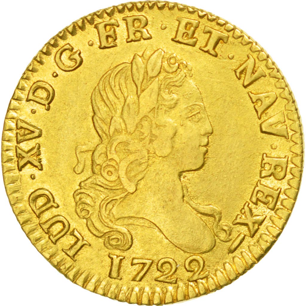 Coin, France, Louis XV, Louis d'or aux 2 L, Louis d'Or, 1722, Lille, AU(50-53)
