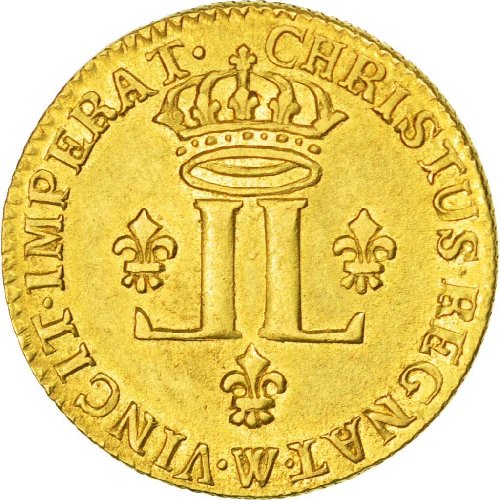 Coin, France, Louis XV, Louis d'or aux 2 L, Louis d'Or, 1722, Lille, AU(50-53)