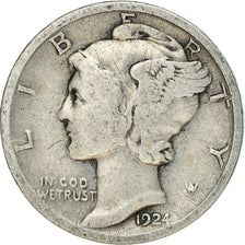 Moneta, USA, Mercury Dime, Dime, 1924, U.S. Mint, Philadelphia, VF(30-35)