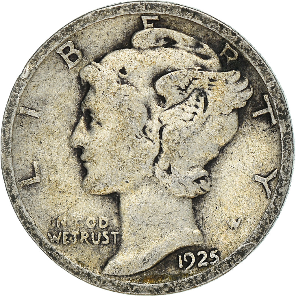 Moneta, Stati Uniti, Mercury Dime, Dime, 1925, U.S. Mint, Philadelphia, MB