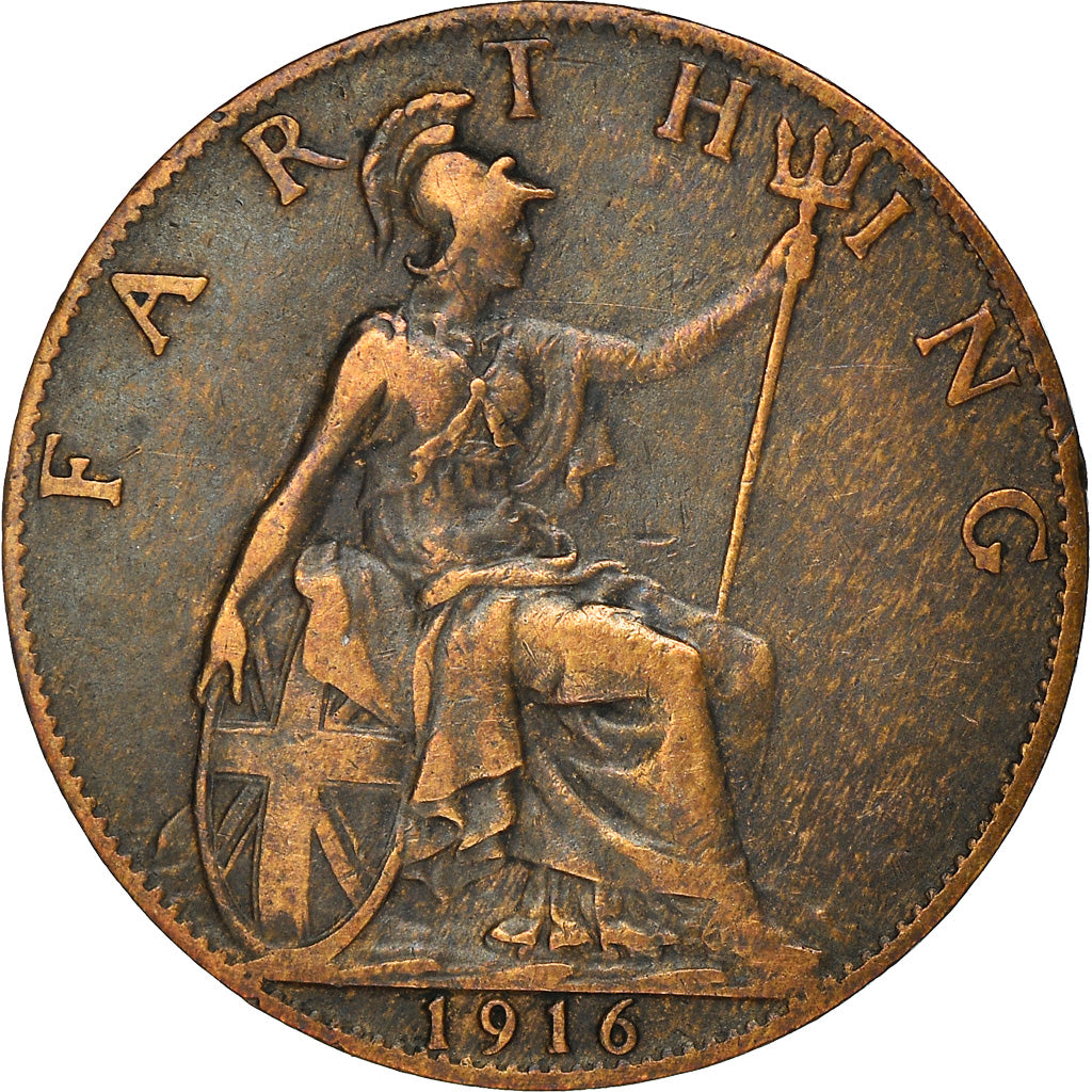 Coin, Great Britain, George V, Farthing, 1916, VF(30-35), Bronze, KM:808.1