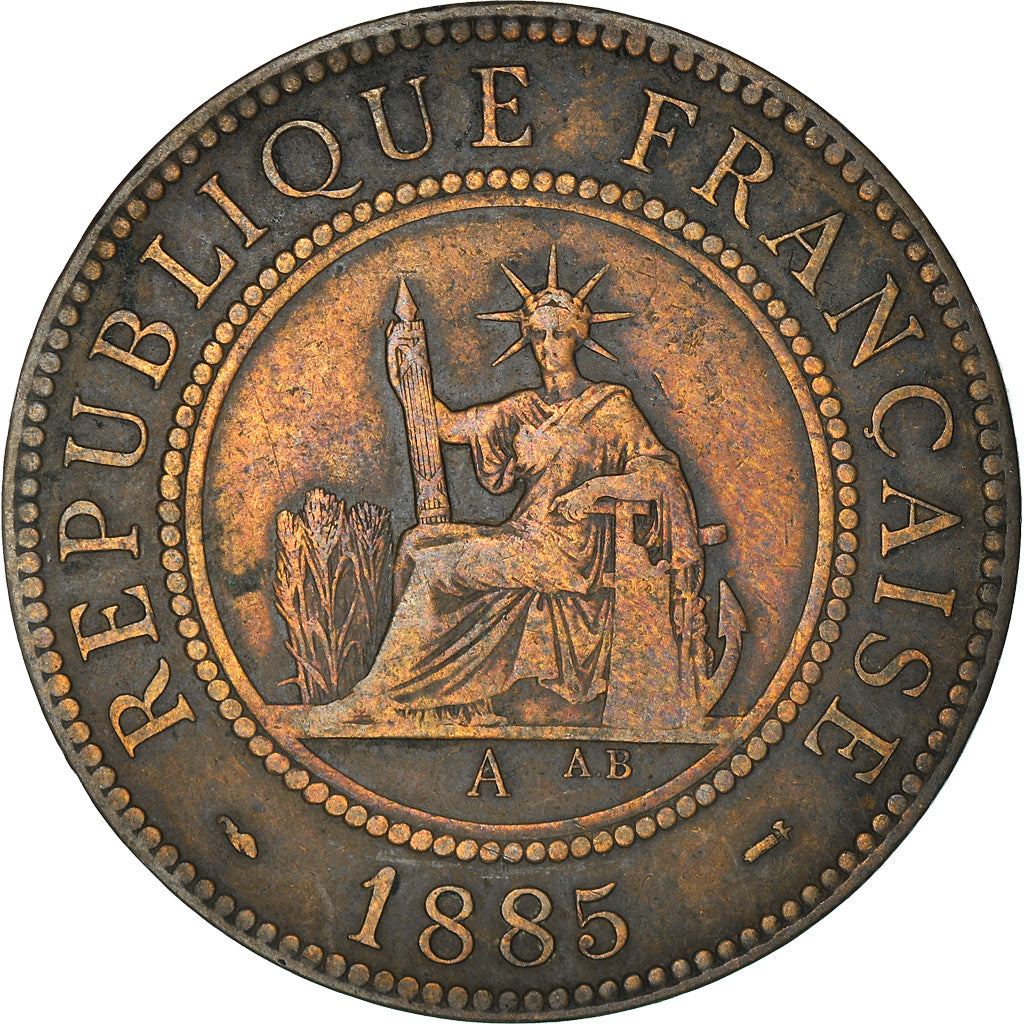 Münze, FRENCH INDO-CHINA, Cent, 1885, Paris, S+, Bronze, KM:1