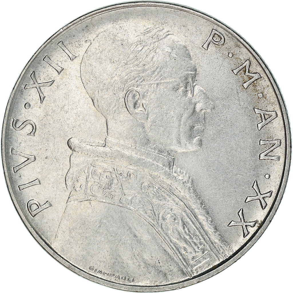 Münze, Vatikanstadt, Pius XII, 50 Lire, 1958, Roma, SS+, Stainless Steel