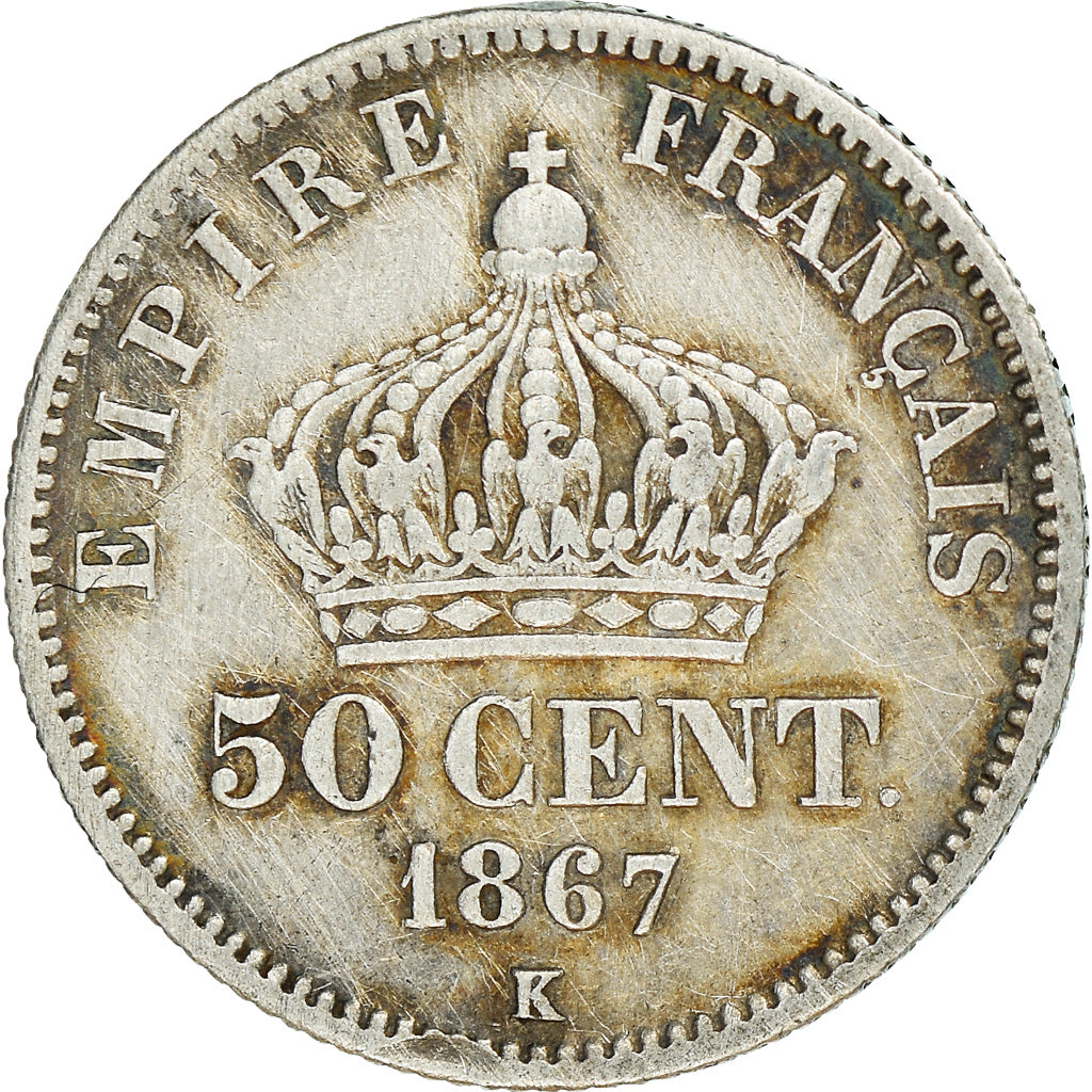Coin, France, Napoleon III, Napoléon III, 50 Centimes, 1867, Bordeaux