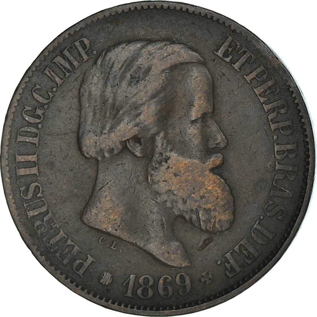 Monnaie, Brésil, Pedro II, 20 Reis, 1869, TB+, Bronze, KM:474