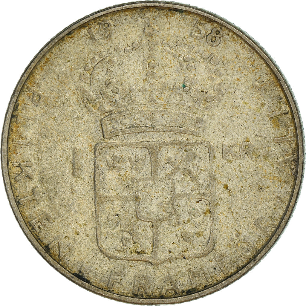 Coin, Sweden, Gustaf VI, Krona, 1958, EF(40-45), Silver, KM:826