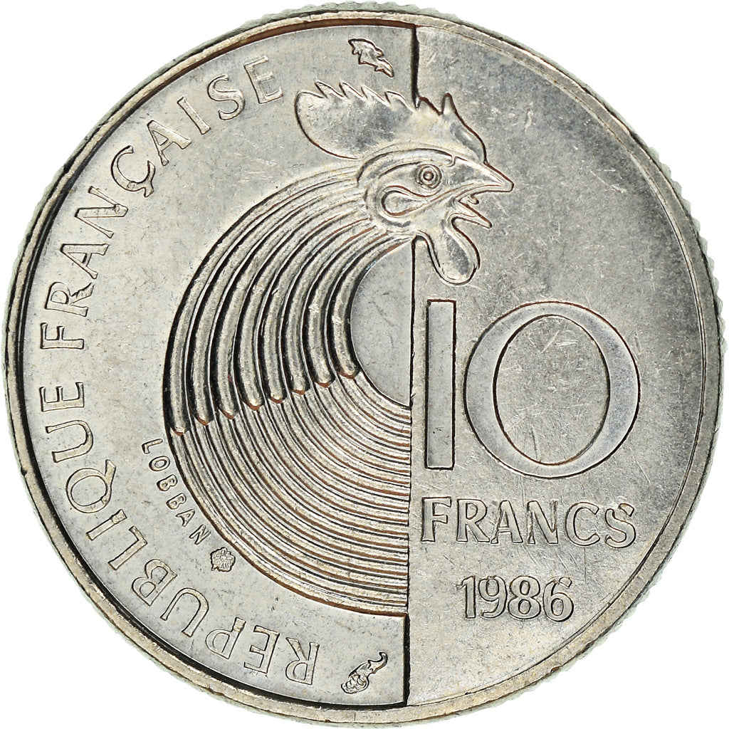 Moneta, Francia, Schumann, 10 Francs, 1986, BB+, Nichel, KM:958, Gadoury:825