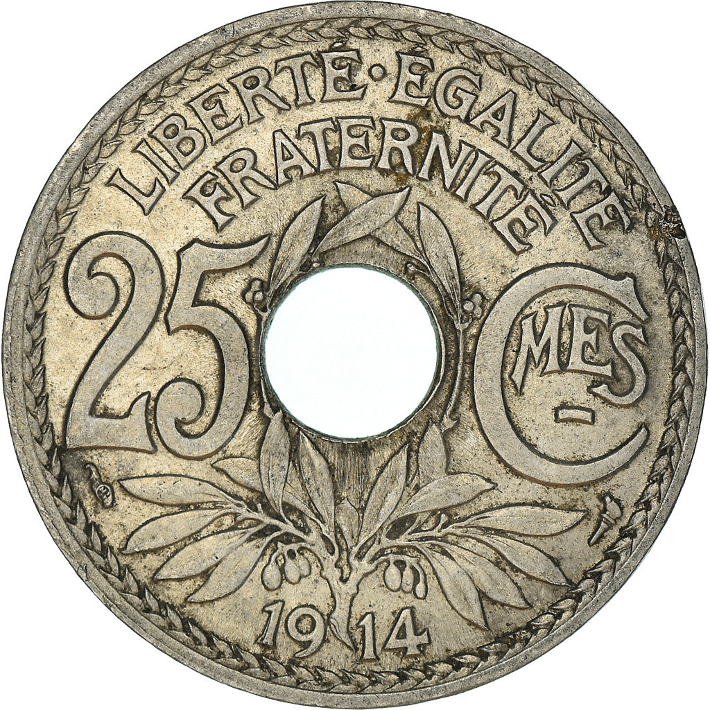 Coin, France, Lindauer, 25 Centimes, 1914, AU(50-53), Nickel, KM:867