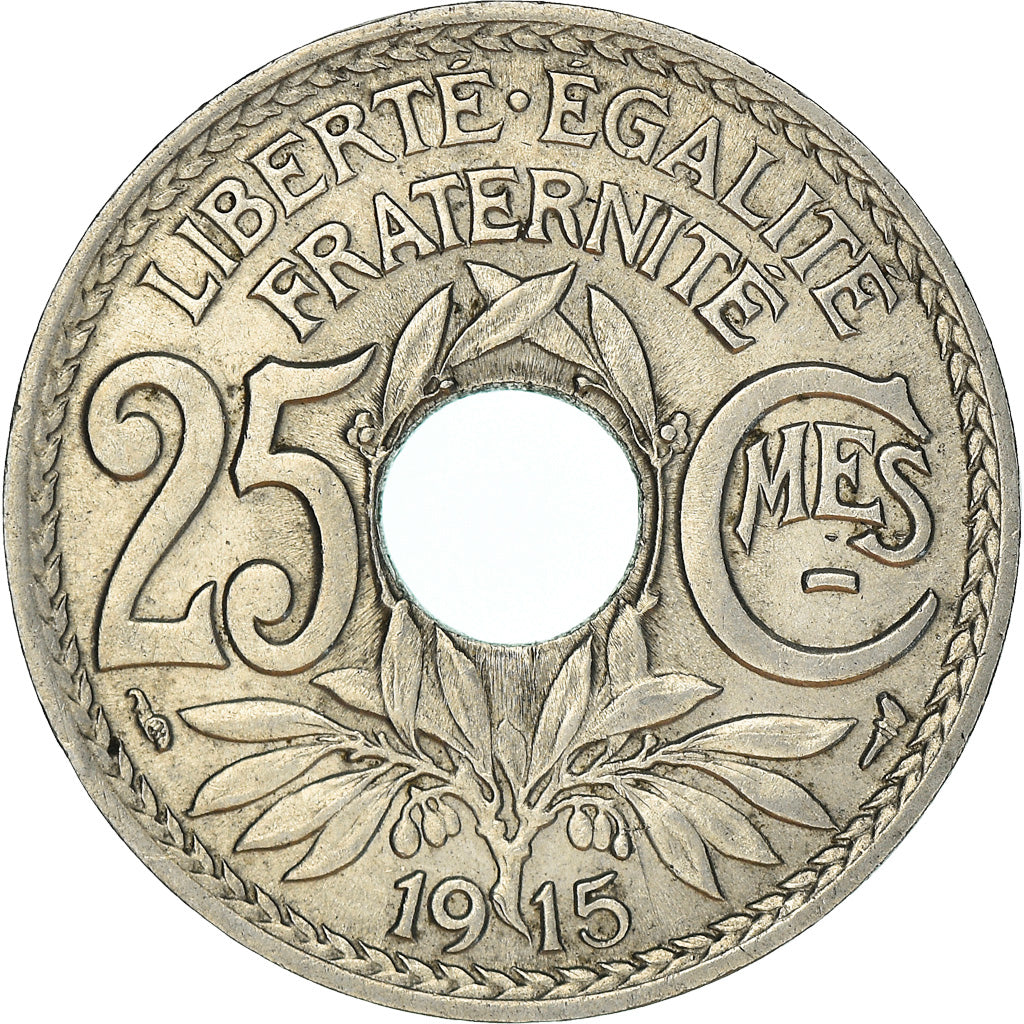 Moneda, Francia, Lindauer, 25 Centimes, 1915, MBC+, Níquel, KM:867, Gadoury:379