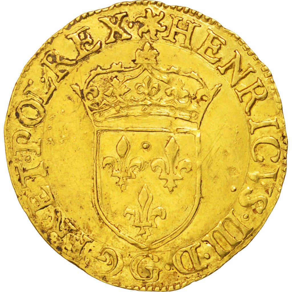FRANCE, Ecu d'or, 1578, Poitiers, AU(50-53), Gold, Sombart #4932, 3.34