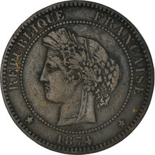 Monnaie, France, Cérès, 10 Centimes, 1874, Paris, TTB, Bronze, Gadoury:265a
