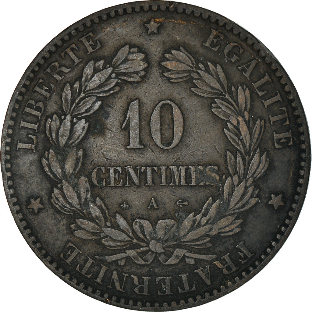 Monnaie, France, Cérès, 10 Centimes, 1874, Paris, TTB, Bronze, Gadoury:265a